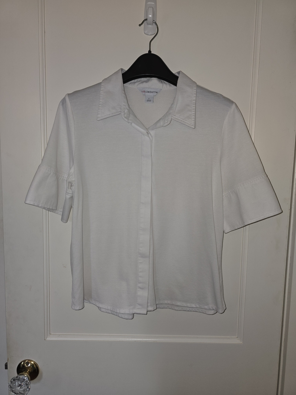 Liz Claiborne White Short-Sleeve Button Down Dress Shirt